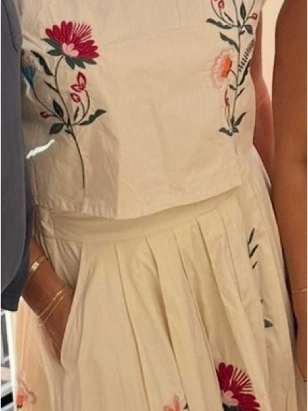 Floral Embroidered Midi Skirt and Cropped top 
Worn once - Picture 6 of 7